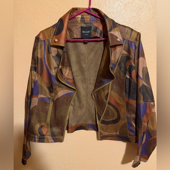Insight Jackets & Blazers - Insight Women's Colorful Abstract Leather Jacket